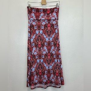 LulaRoe Women's Maxi Skirt Blue Multicolor Paisley Floral Print Size S